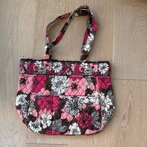 NWOT Vera Bradley Floral Quilted Tote Bag in Pink and Brown